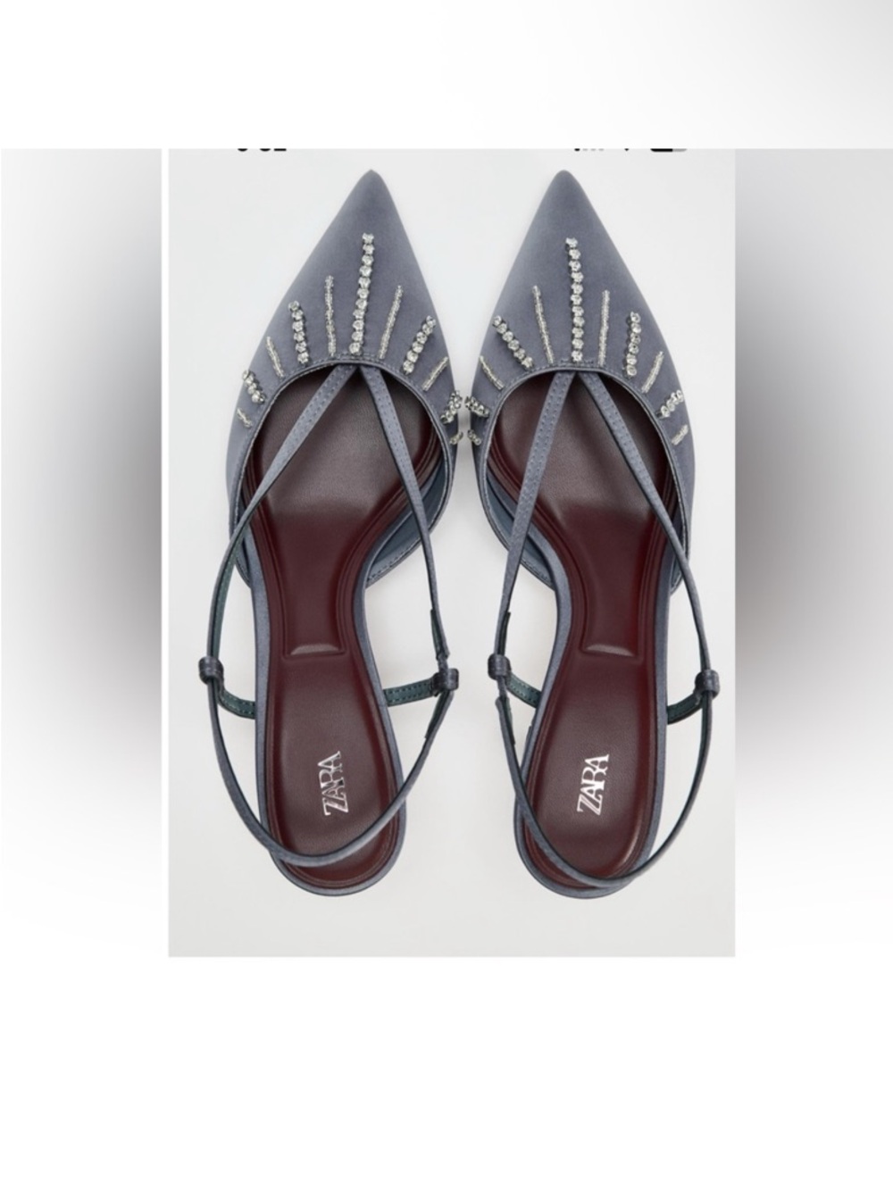 ZARA BLUE RHINESTONE SLING BACK HEELS